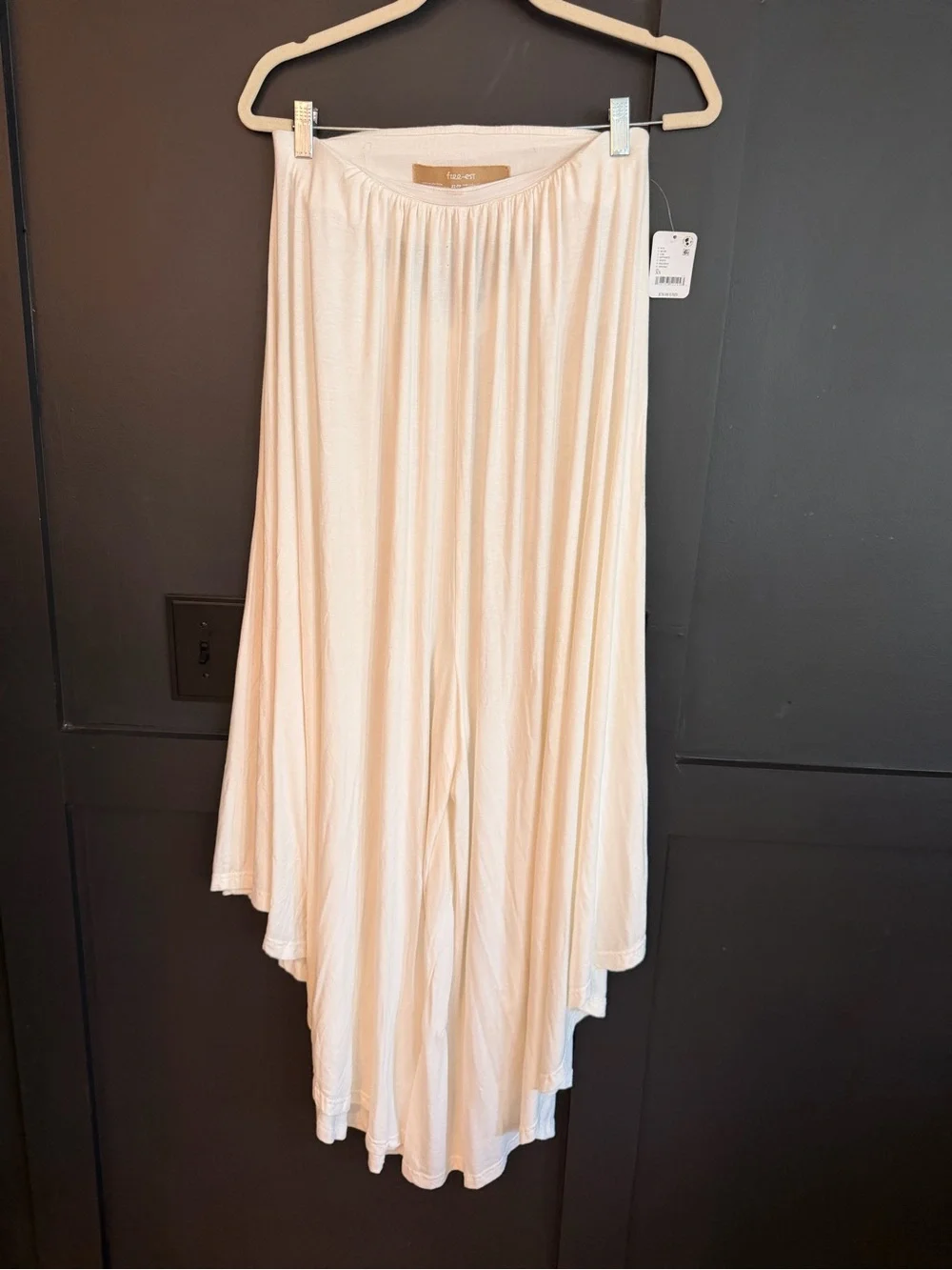 Free People Cream Flowy Ankle-Length Cropped Pants